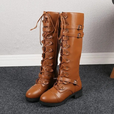 Fleur Rousse® | Bottes Rétro Plates avec Boucle et Laçage