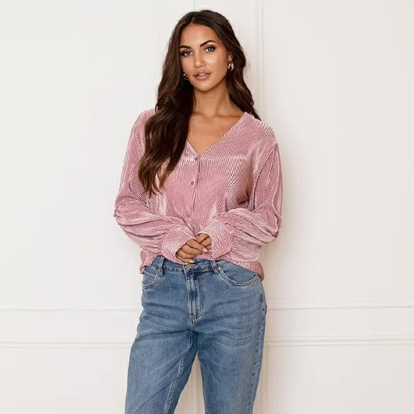 Lunaire | Blouse en Satin Élégante avec Motif à Rayures Chic pour Femmes