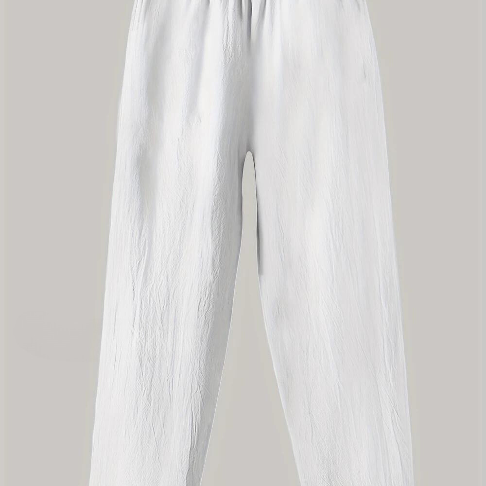 Maria - Pantalon droit élastique uni à poches pour femmes plus size