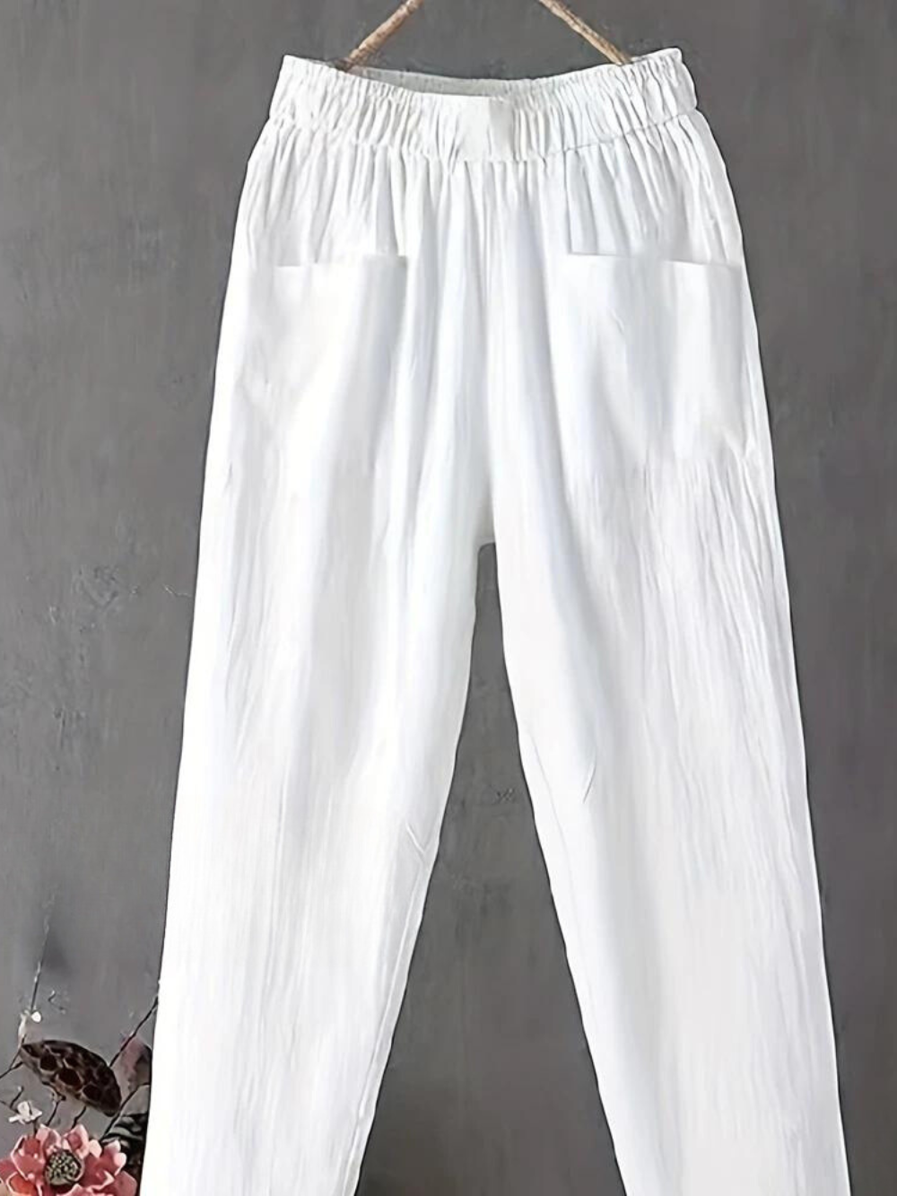 Maria - Pantalon droit élastique uni à poches pour femmes plus size