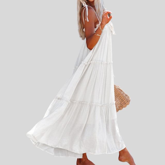 Lunaire | Robe maxi dégradée avec Bretelles Ajustables et Silhouette Bohème pour Femmes