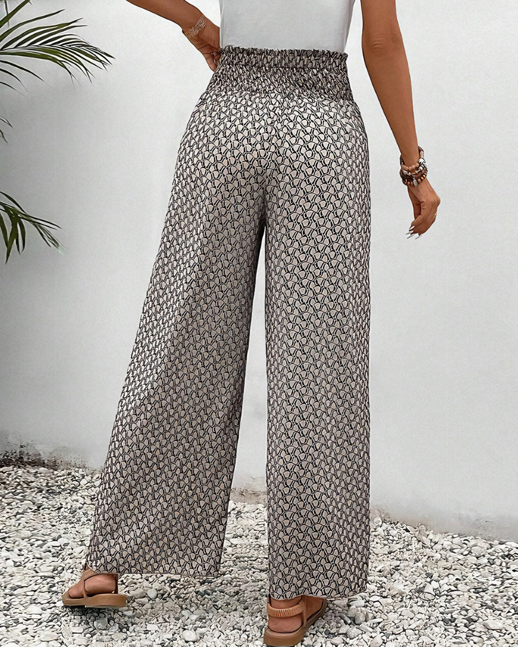 Cathy | Pantalon à motifs géométriques avec jambe évasée