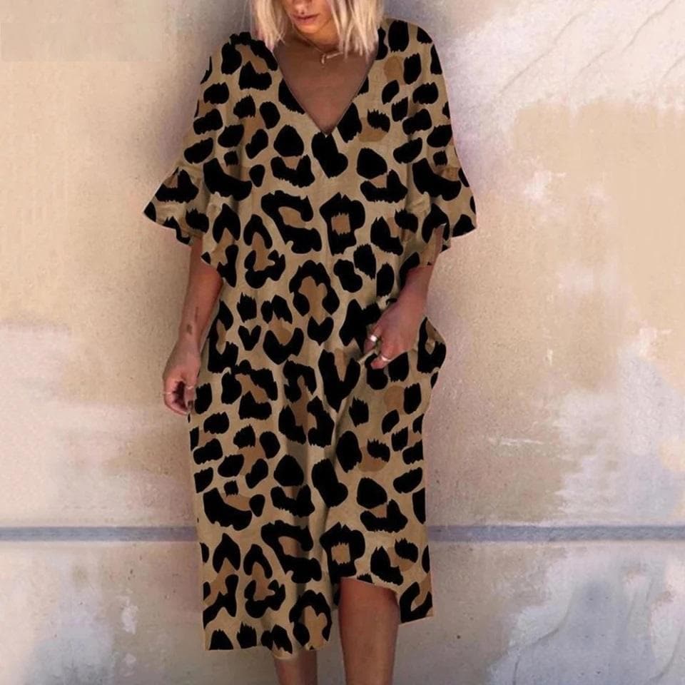 Marie-Christine - Robe longue imprimé léopard
