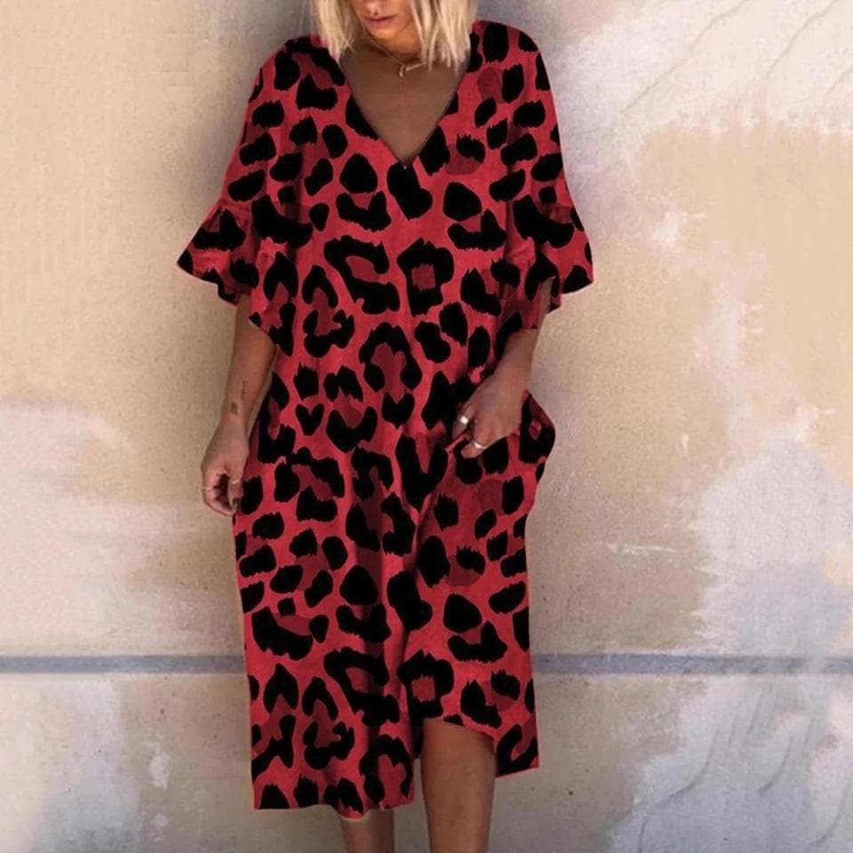 Marie-Christine - Robe longue imprimé léopard
