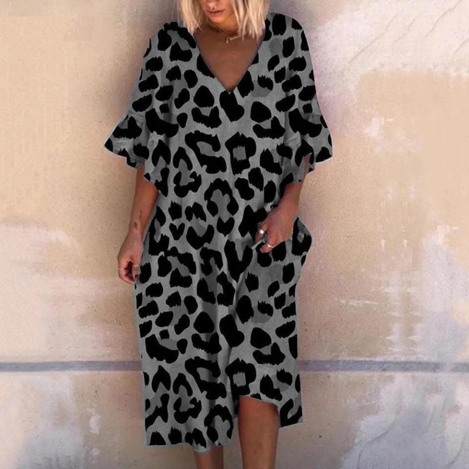 Marie-Christine - Robe longue imprimé léopard