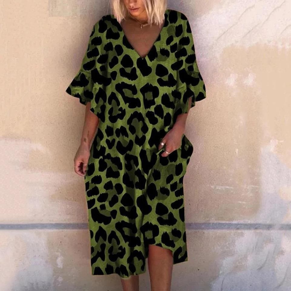 Marie-Christine - Robe longue imprimé léopard