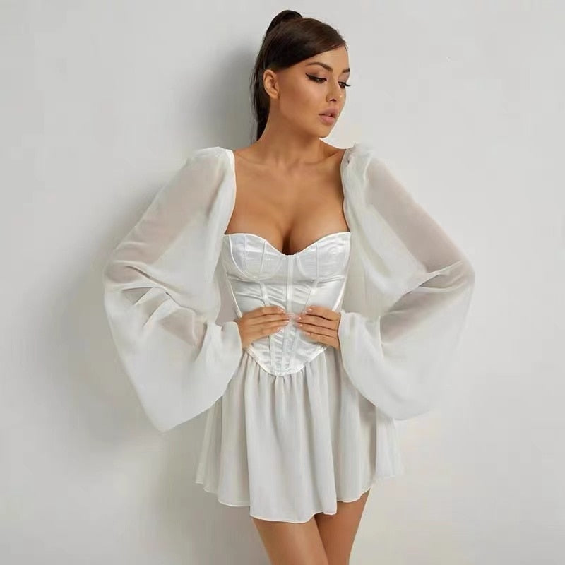 Léonie | Robe de Soirée avec Manches Lanternes et Tissu de Qualité pour Femmes