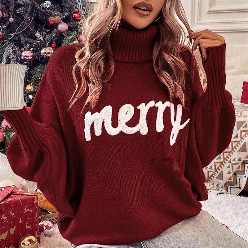 Céleste | Pull à Col Roulé avec Design Festif et Confort Douillet pour Noël