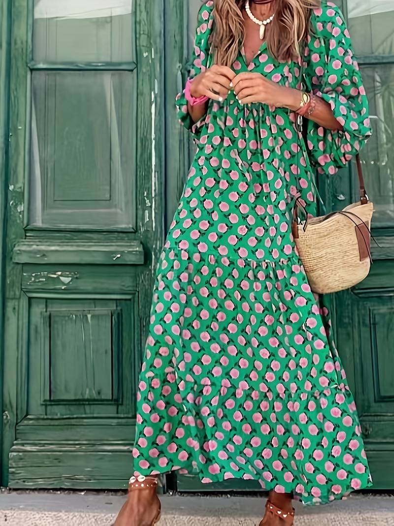 Soleil | Robe longue avec Imprimé Floral et Tissu Fluide pour Femmes