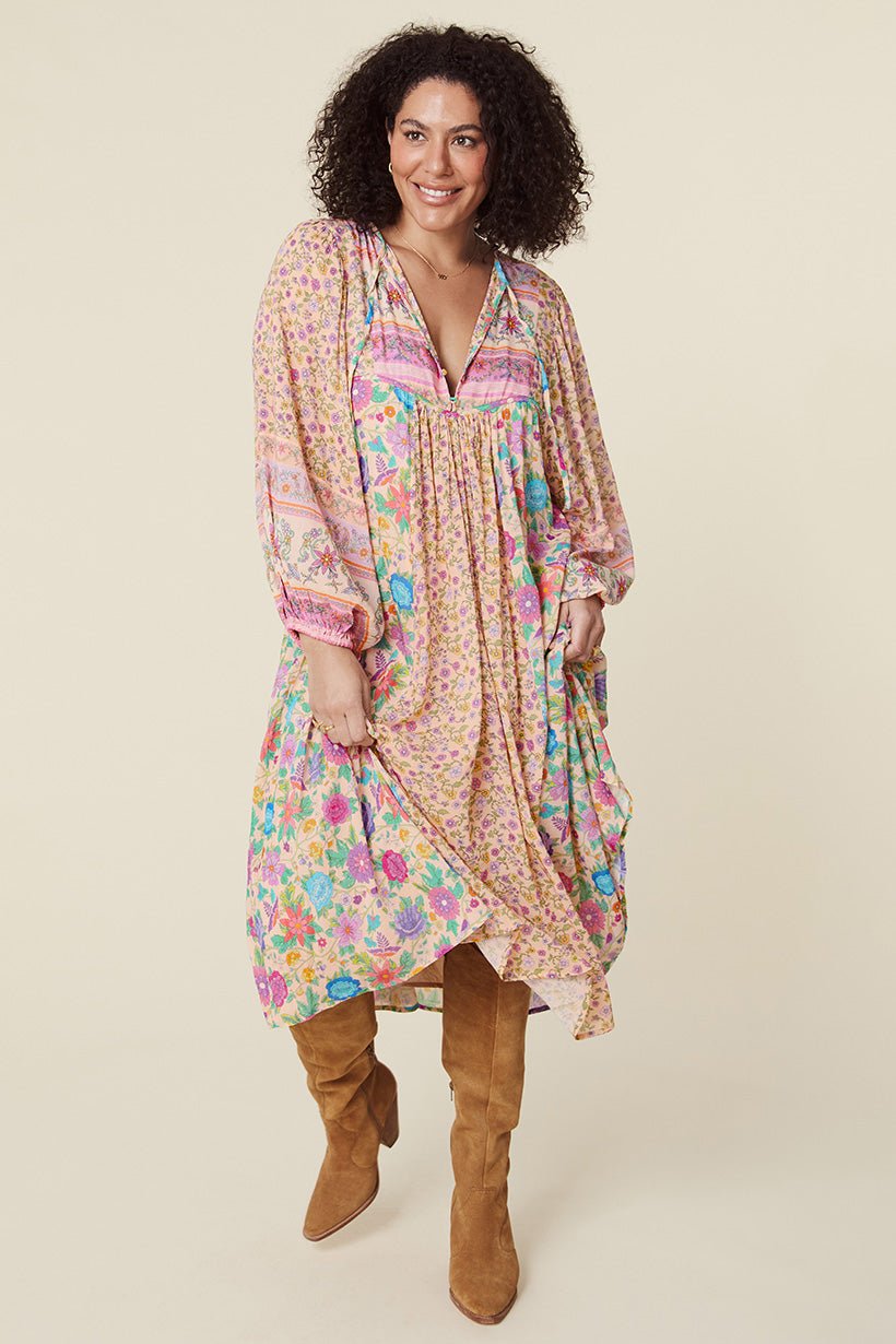 Lunaire | Robe Midi avec Imprimé Floral Élégant et Tissu de Qualité pour Femmes