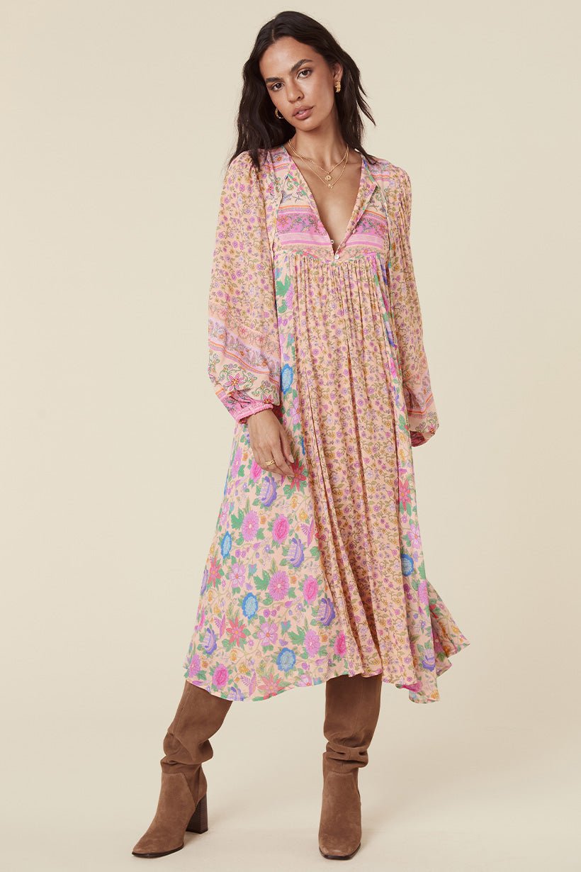 Lunaire | Robe Midi avec Imprimé Floral Élégant et Tissu de Qualité pour Femmes