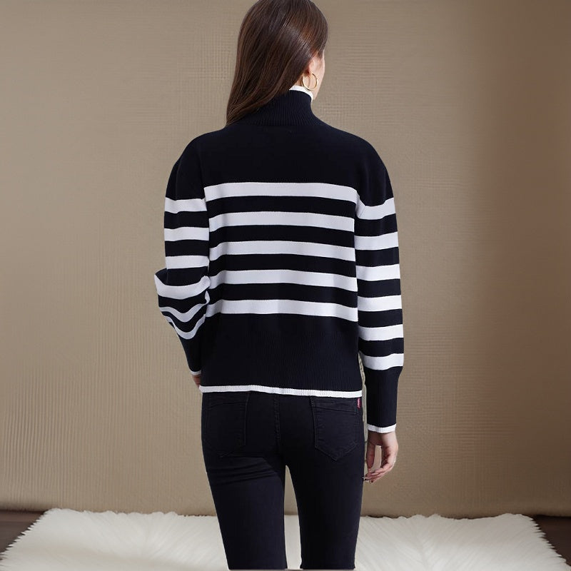 Léonie | Pull à col roulé avec Design Rayé et Confort Douillet pour Femmes