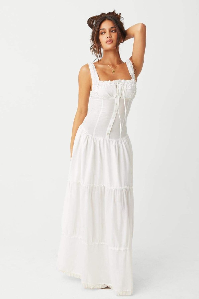 Lysandra | Robe Longue avec Détails Floraux et Tissu Semi-Transparent pour Femmes