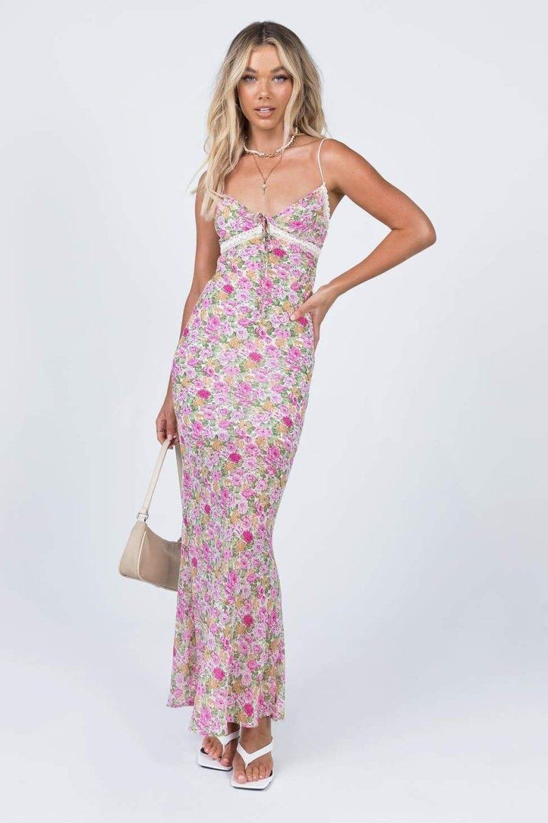 Clara | Robe Longue Imprimée avec Détails Envoûtants pour Femmes