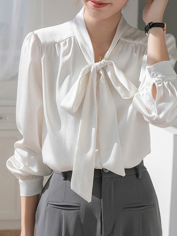 Léa | Chemise à Manches Longues avec Détail Nœud Élégant pour Femmes