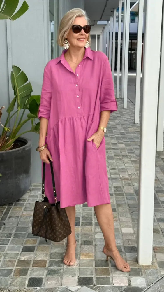 Rebecca – Nouvelle robe décontractée en lin et coton pour femme