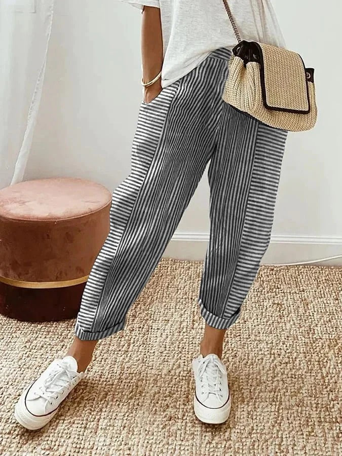 Natasha - Pantalon rayé en coton pour femme