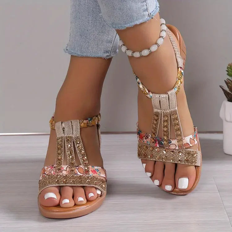 Sophia - Nouvelles sandales d'été pour femmes avec bout ouvert et strass