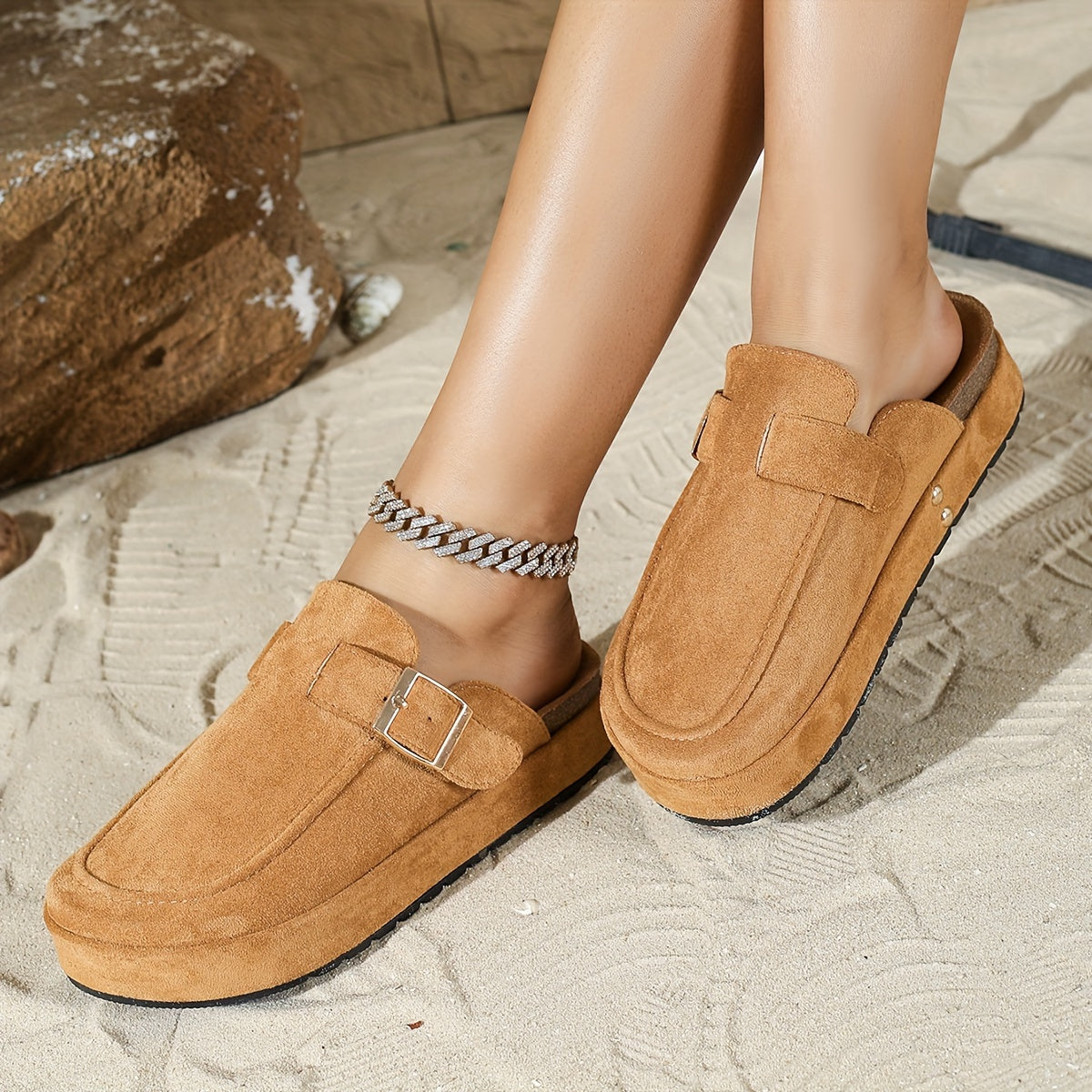 Mocassins rétro chic avec semelle épaisse confortable et boucle élégante