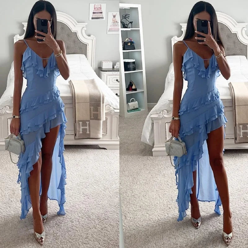 Leda – Robe sexy de couleur unie avec encolure licou