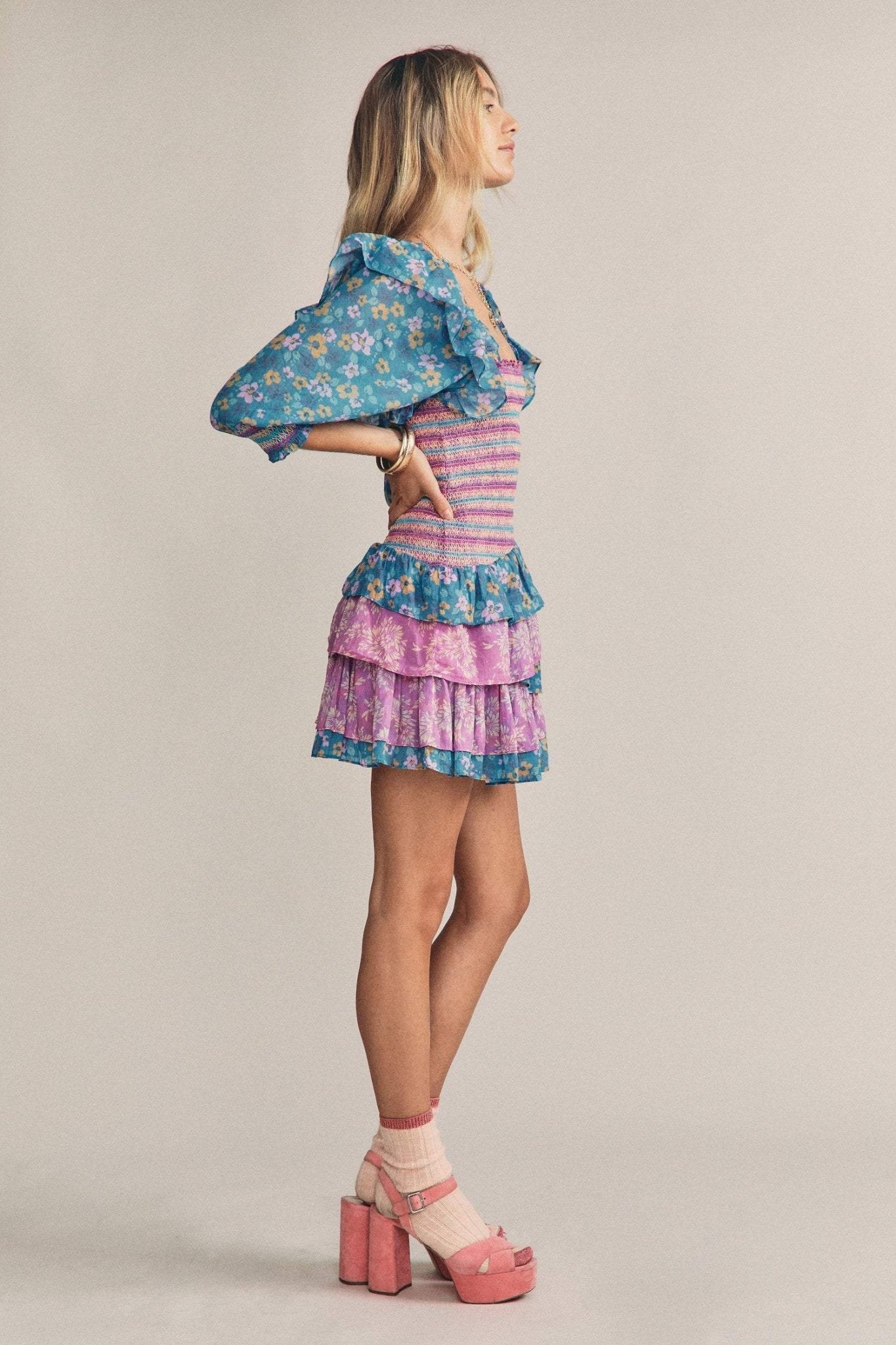 Lysandra | Mini-robe à volants avec Motifs Floraux et Tissu de Haute Qualité pour Femmes