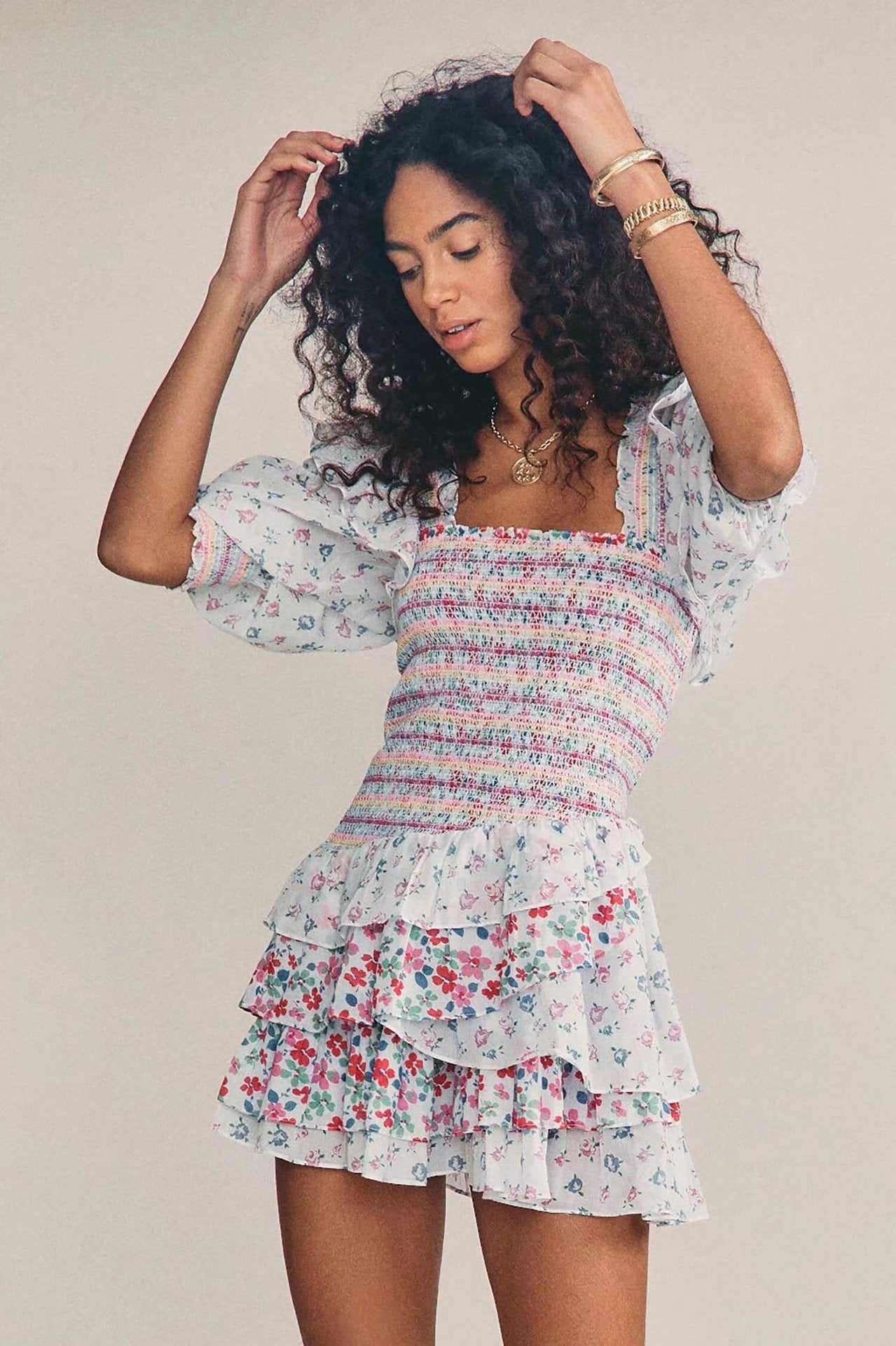 Lysandra | Mini-robe à volants avec Motifs Floraux et Tissu de Haute Qualité pour Femmes