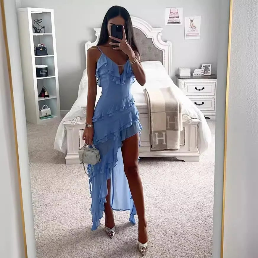 Leda – Robe sexy de couleur unie avec encolure licou