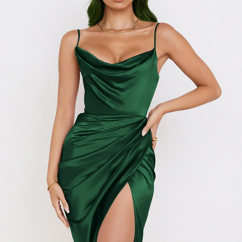 Sérénité | Robe en Satin avec Volants Élégants pour Femmes
