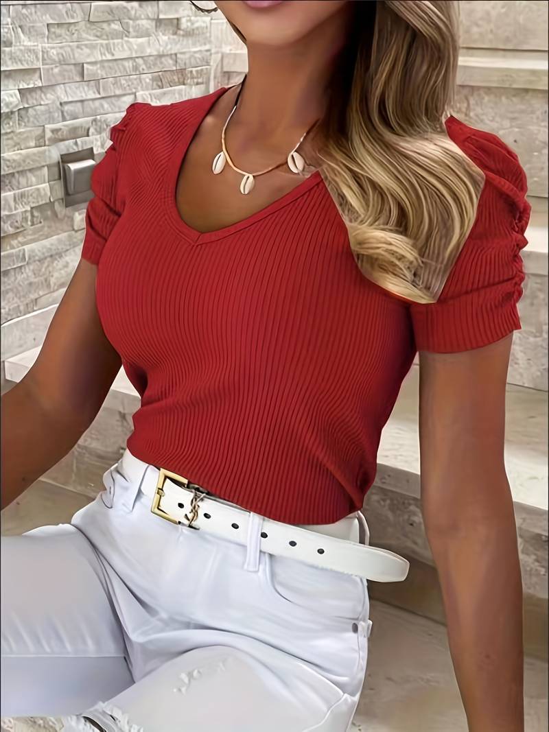 Luna | T-shirt avec Manches Bouffantes et Tissu Léger pour Femmes