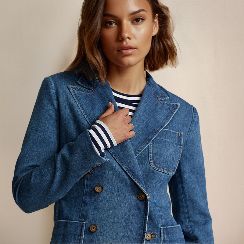 Isolde | Blazer en Denim avec Coupe Décontractée et Détails Cintrés pour Femmes