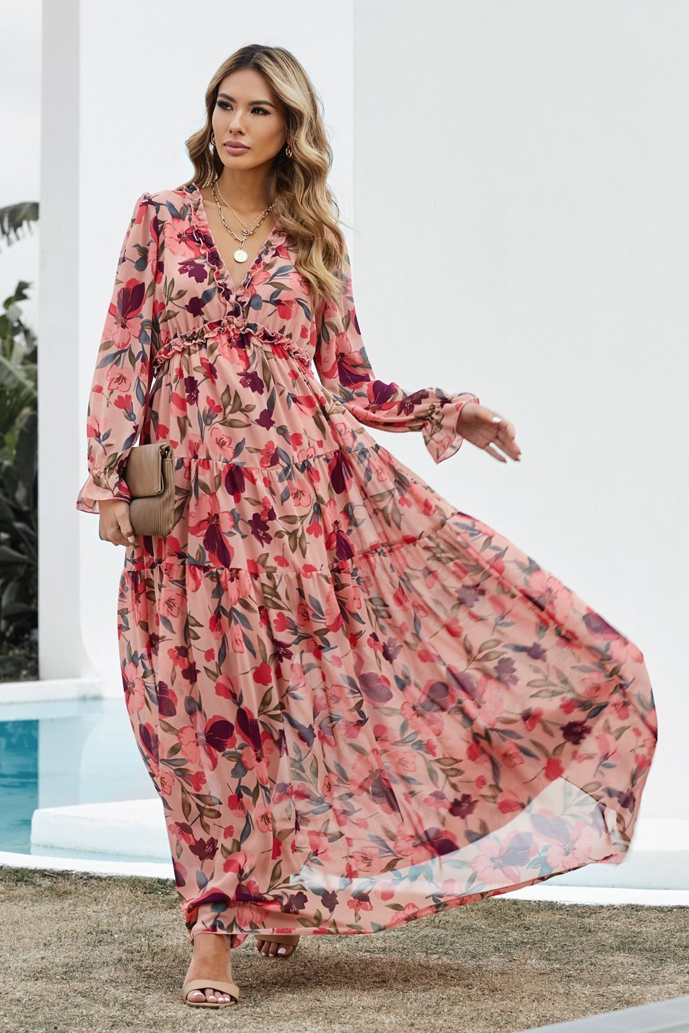 Léonie | Robe maxi avec Motifs Floraux et Silhouette Élégante pour Femmes