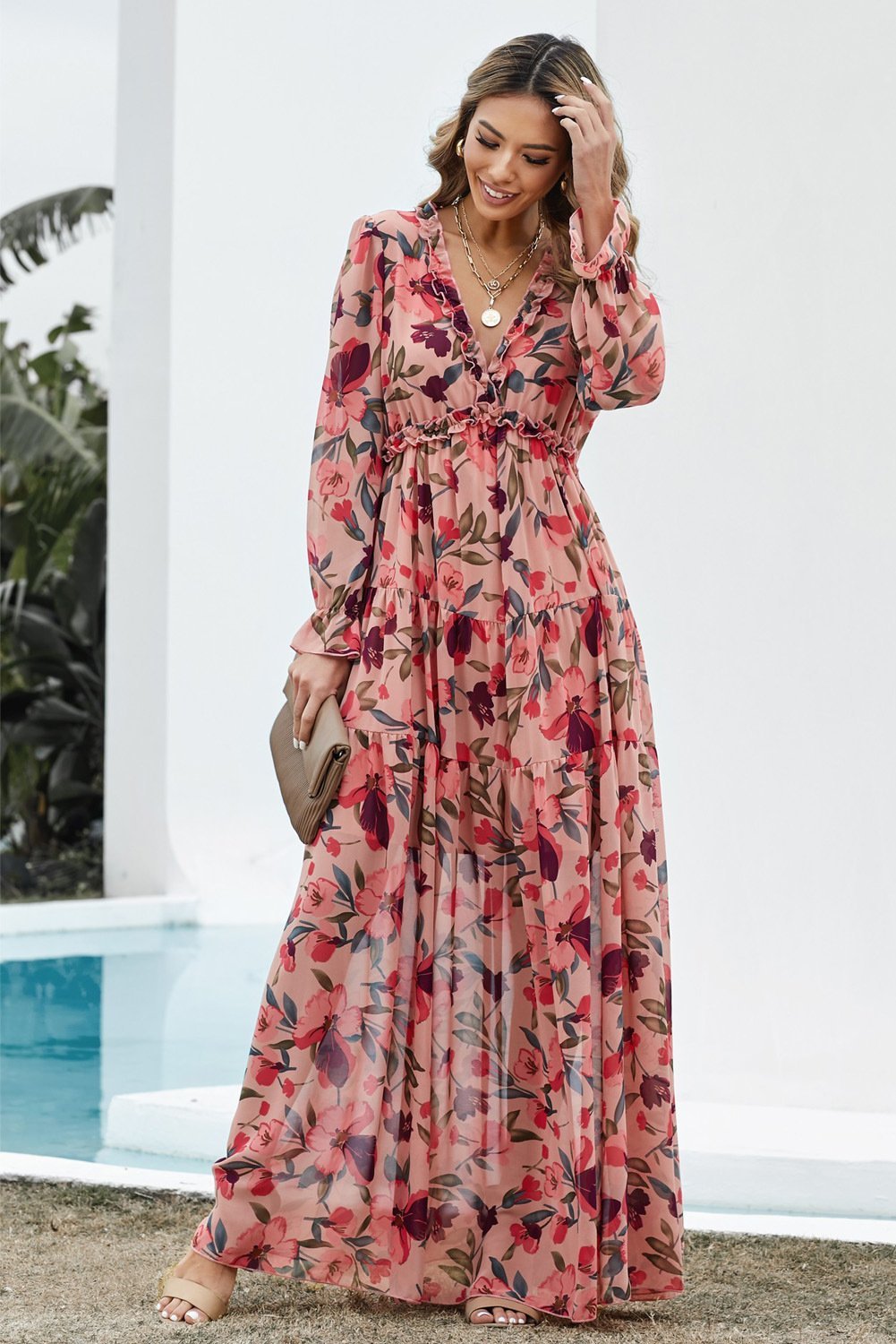 Léonie | Robe maxi avec Motifs Floraux et Silhouette Élégante pour Femmes