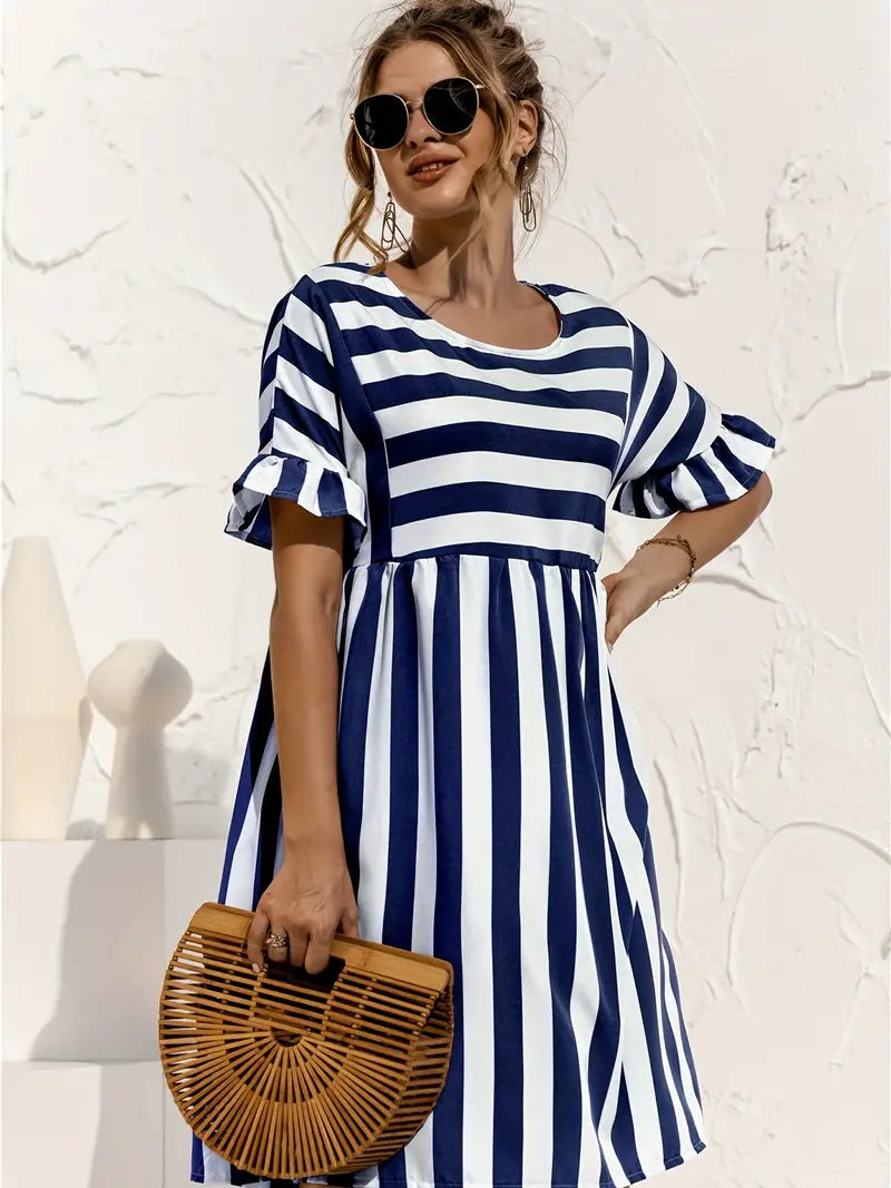 Auréline | Robe à Rayures avec Élégance et Confort pour Femmes