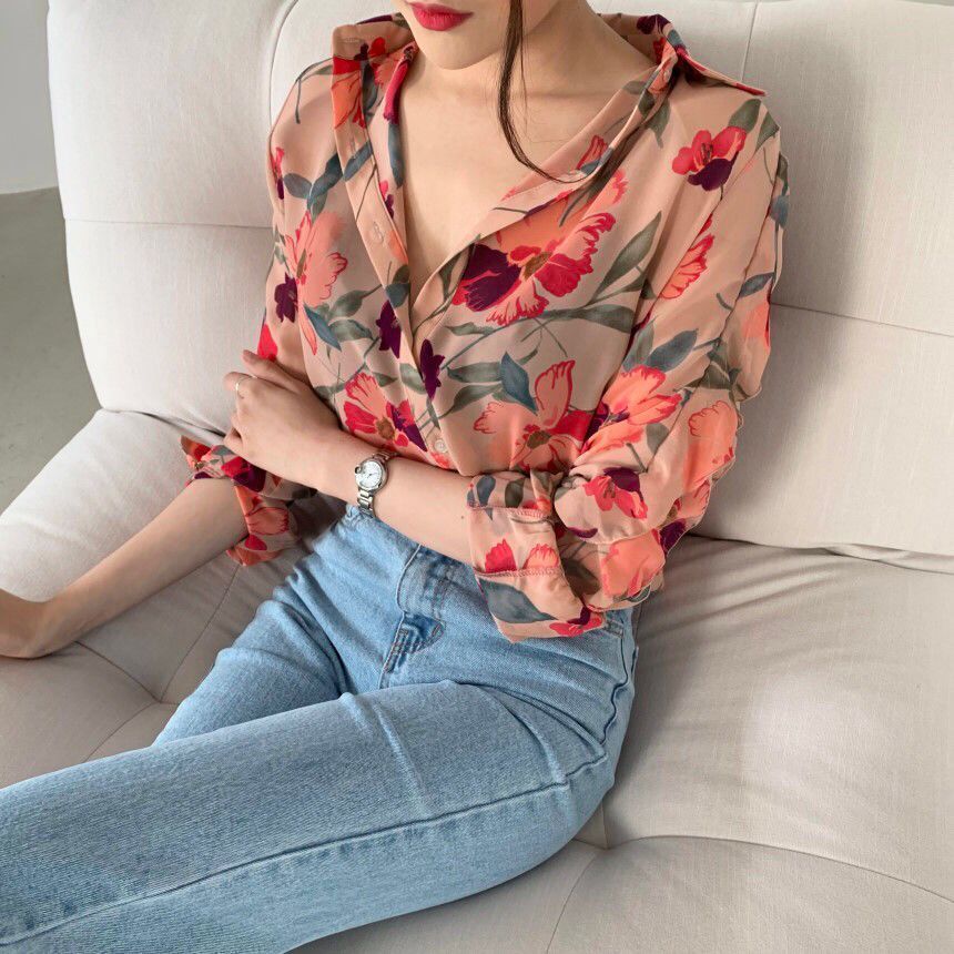 Soleil | Blouse à Imprimé Floral avec Tissu Léger et Style Éclatant pour Femmes