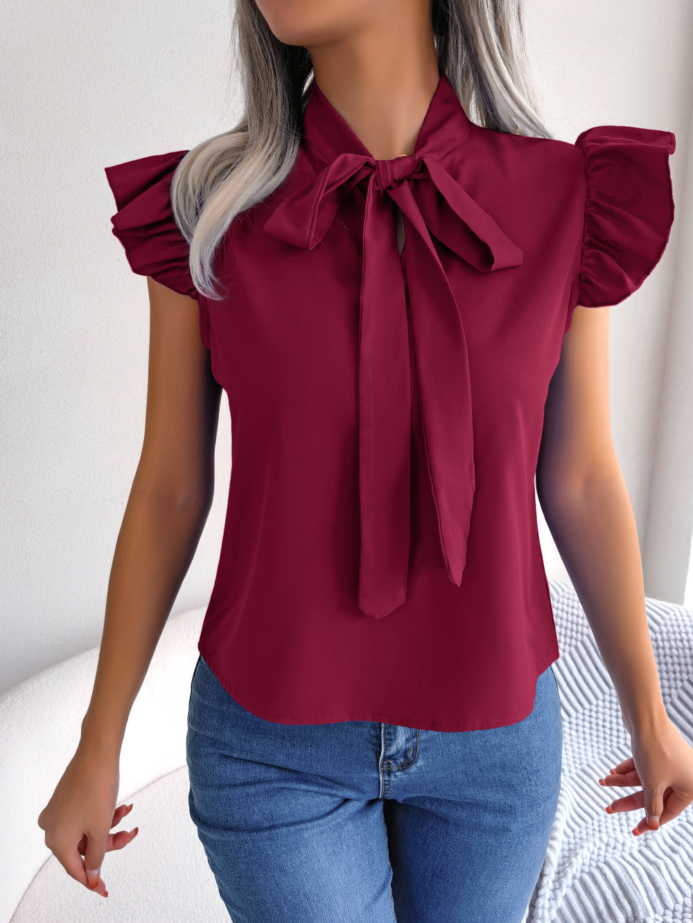 Séréna | Blouse avec Détails Élégants et Nœud Raffiné pour Femmes