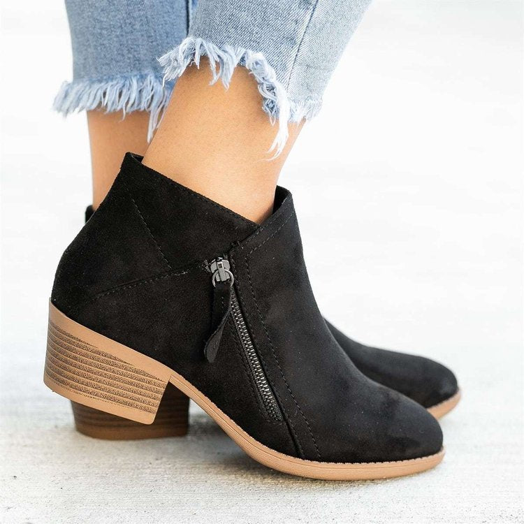 Inez - Bottines pour femmes en daim à talons compensés