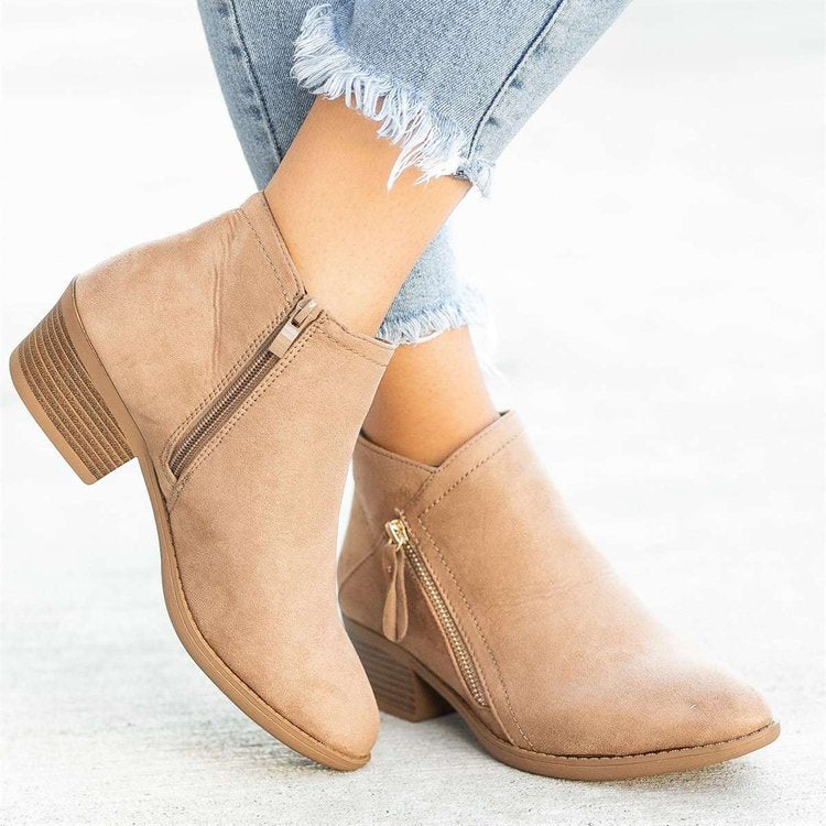 Inez - Bottines pour femmes en daim à talons compensés