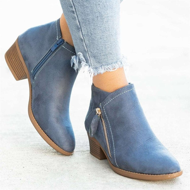 Inez - Bottines pour femmes en daim à talons compensés
