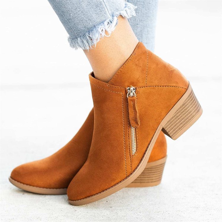 Inez - Bottines pour femmes en daim à talons compensés