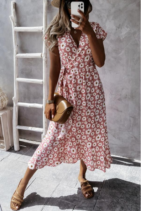 Haidee - Robe midi fleurie à marguerites adorée par vous