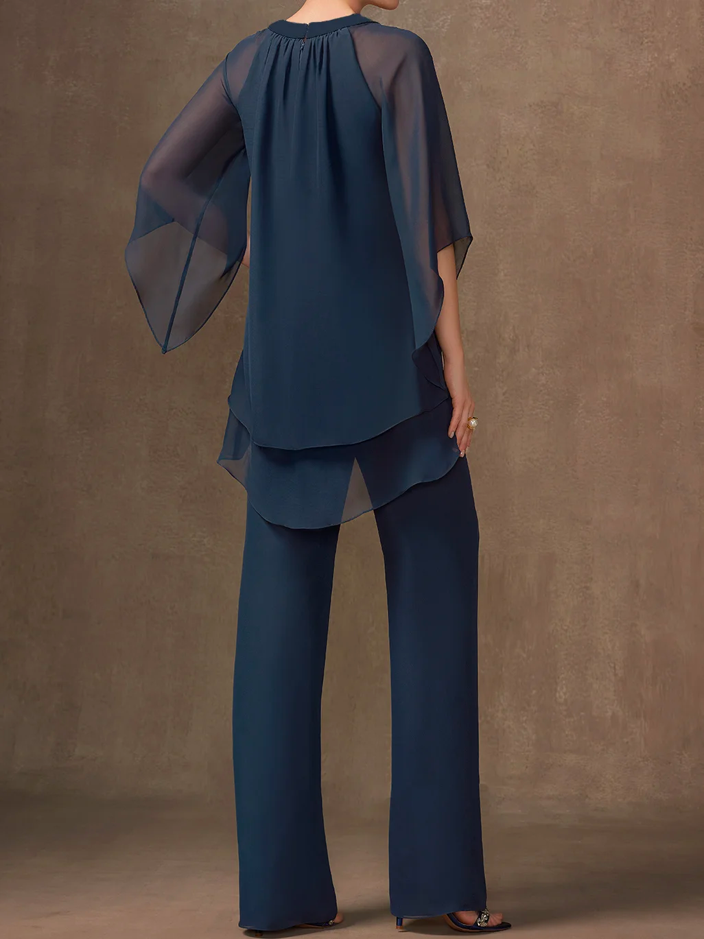 Hailie - Ensemble deux pièces urbain ample à encolure ronde élégante en chiffon uni