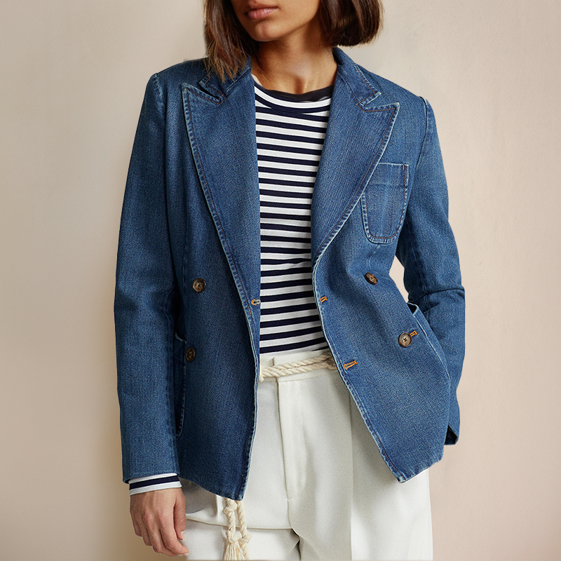 Isolde | Blazer en Denim avec Coupe Décontractée et Détails Cintrés pour Femmes