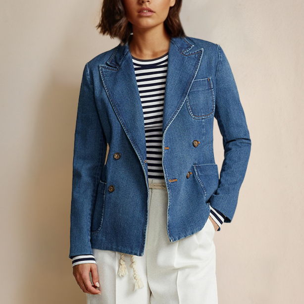 Isolde | Blazer en Denim avec Coupe Décontractée et Détails Cintrés pour Femmes