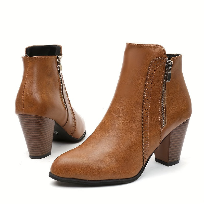 Lotte | Bottines tendance à nez rond et à talons hauts élégants