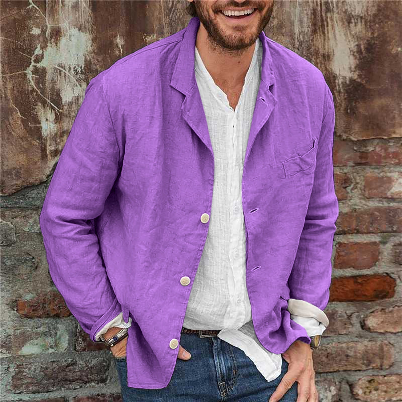 Daryl - Veste décontractée pour homme, coton et lin