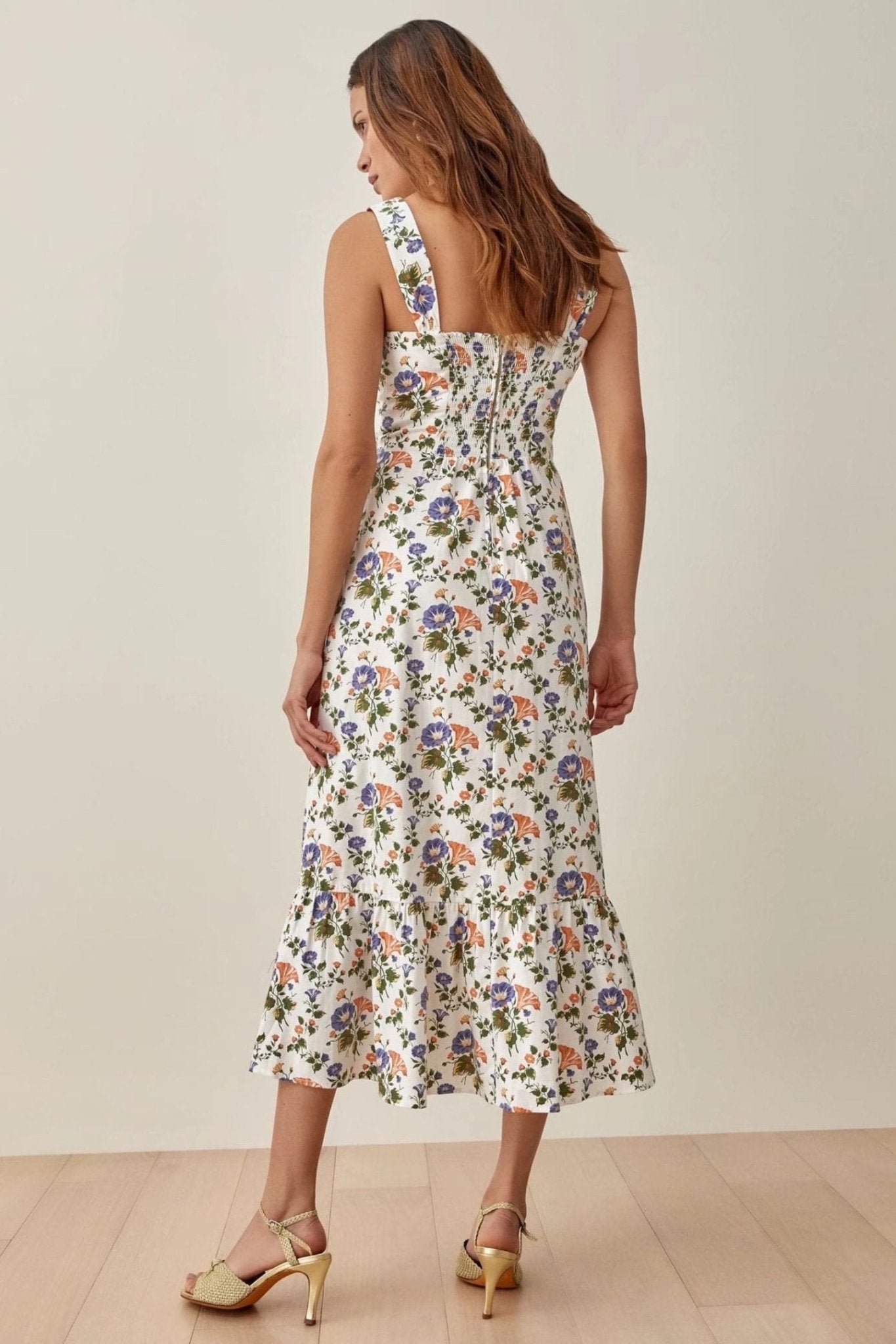 Lunaire | Robe Midi Évasée avec Imprimé Floral et Tissu de Qualité pour Femmes