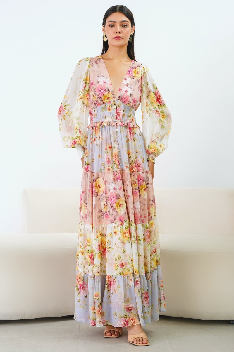 Léonie | Robe maxi avec Imprimé Floral et Silhouette Éléguante pour Femmes