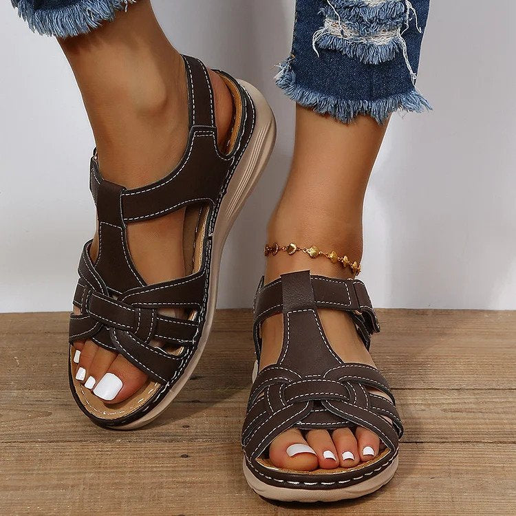 Sandales orthopédiques confort en cuir vintage