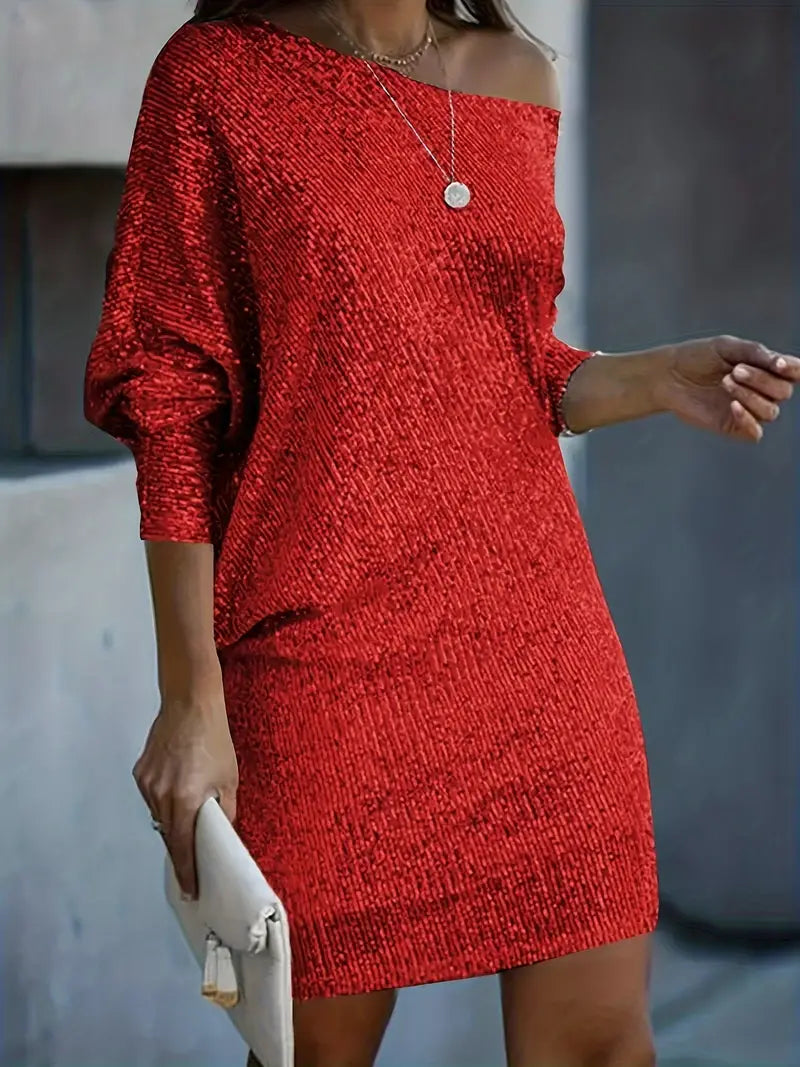 Robe De Soirée À Paillettes Contrastées