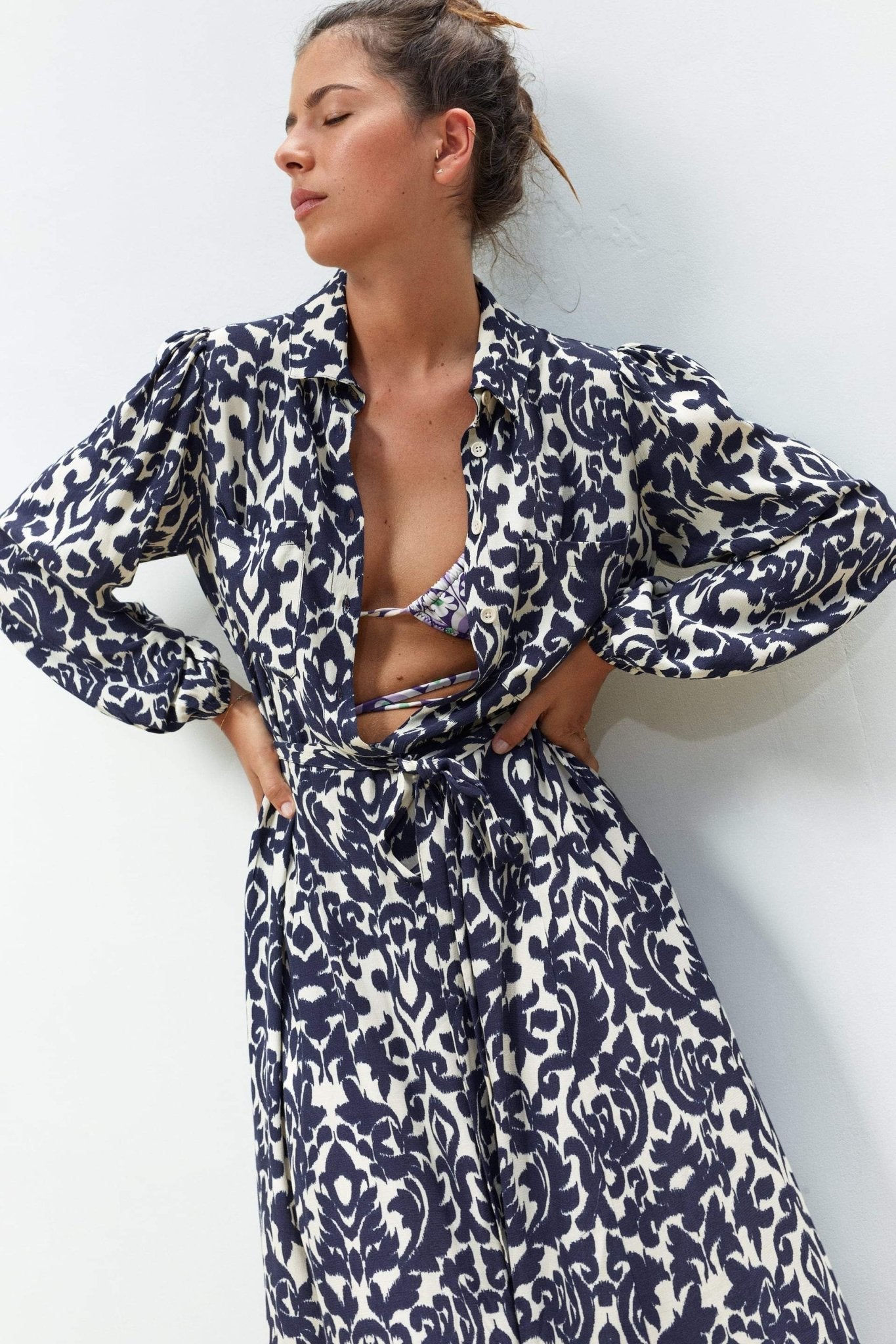 Lysandra | Robe midi avec Motifs Floraux Élégants et Tissu Confortable pour Femmes